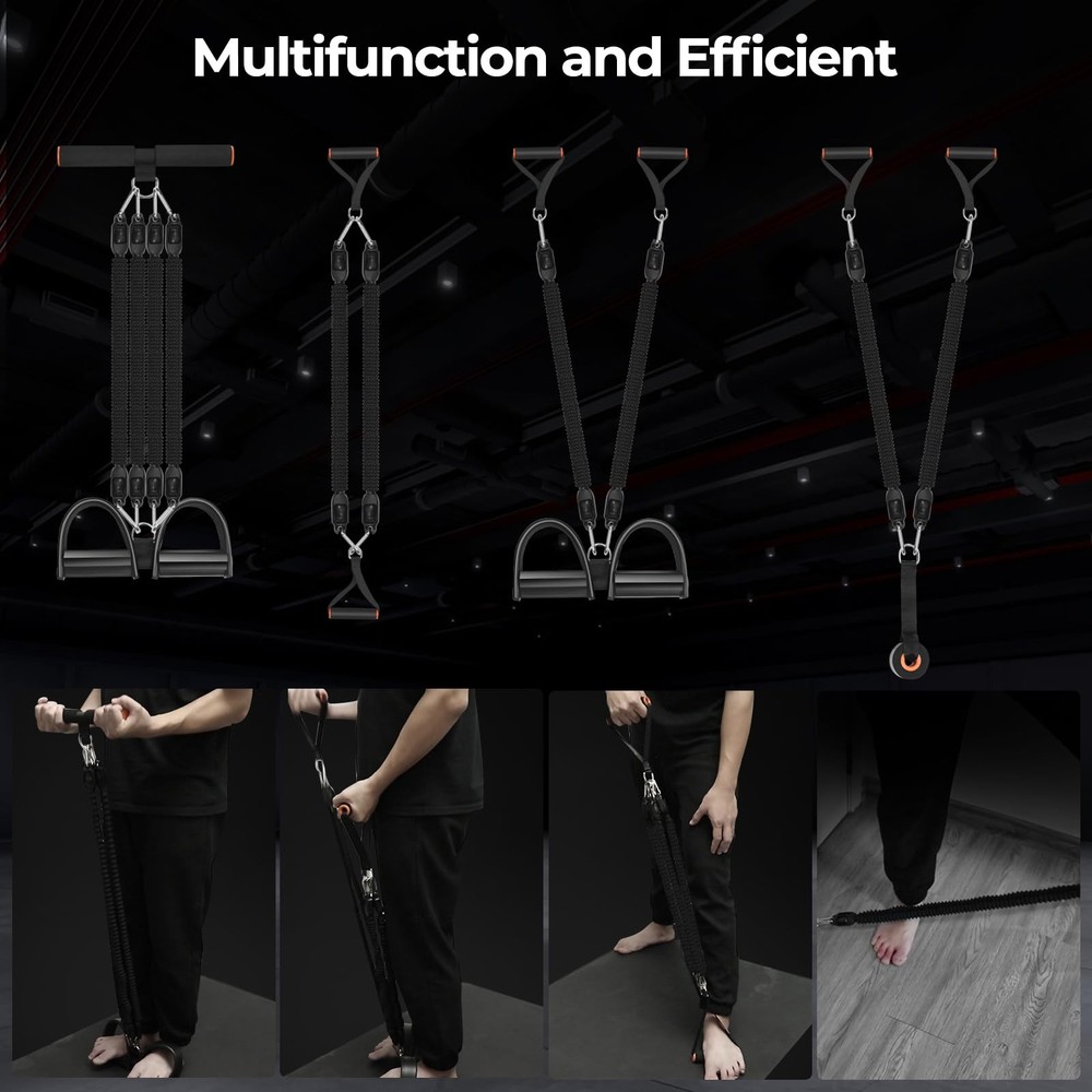 Pedal Resistance Band, Exercise Bands with Handles, Elastic Sit Up Pull Rope,...