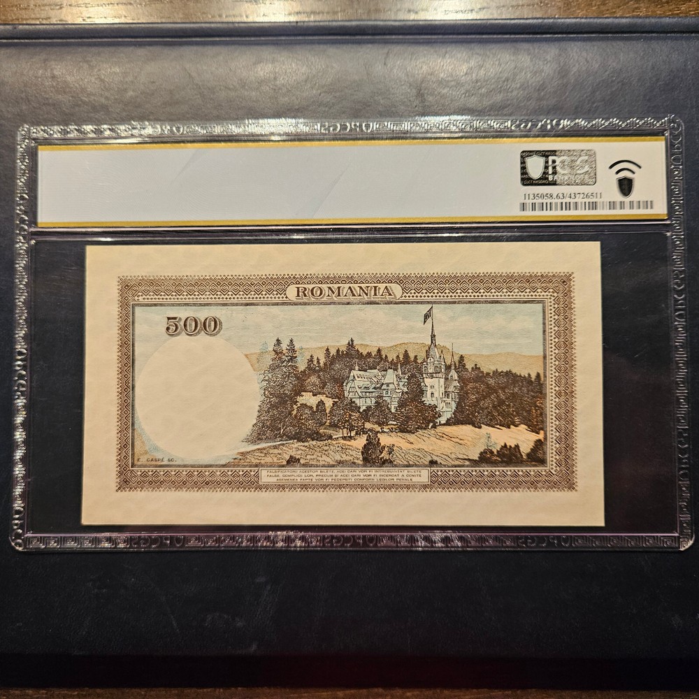 ROMANIA 500 LEI 1940 PCGS 63 PPQ