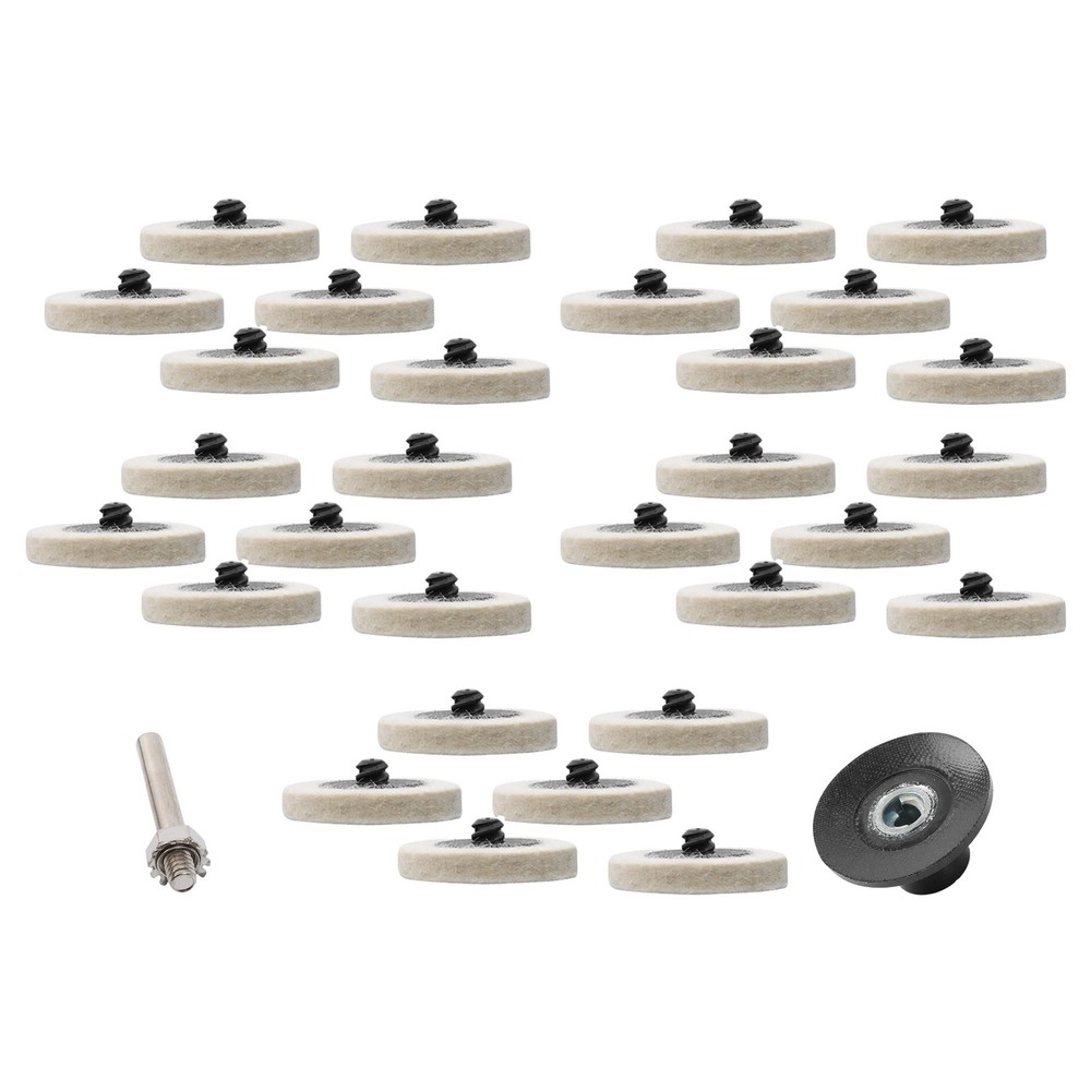 LABLT 30× 2" Compressed Wool Fabric Sanding Disc Buffer Pad Holder w/ 1/4" Shank