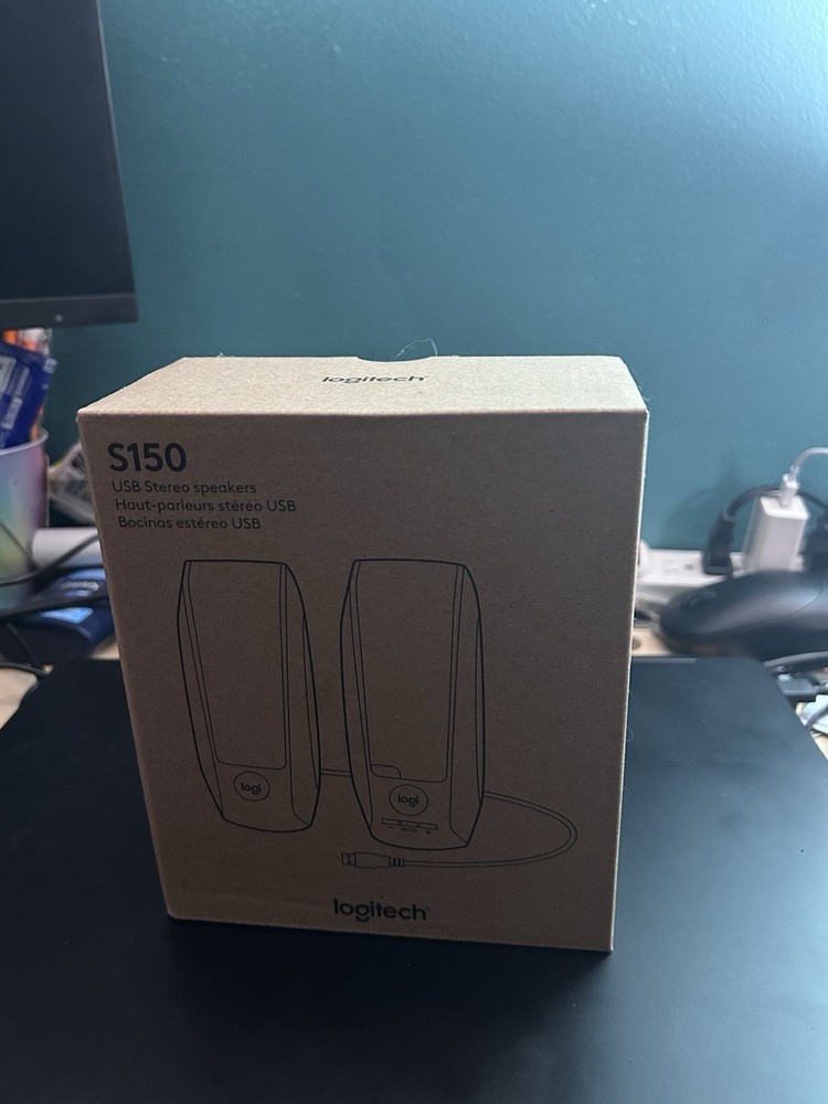 Logitech S150 USB Stereo Computer Speakers, Volume Control, Mute Button, Black