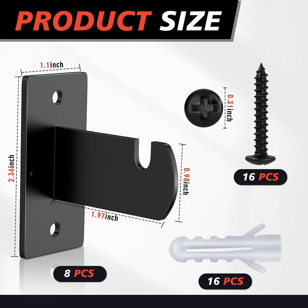 8 Pcs Gridwall Mount Brackets with Screws, for Grid Black