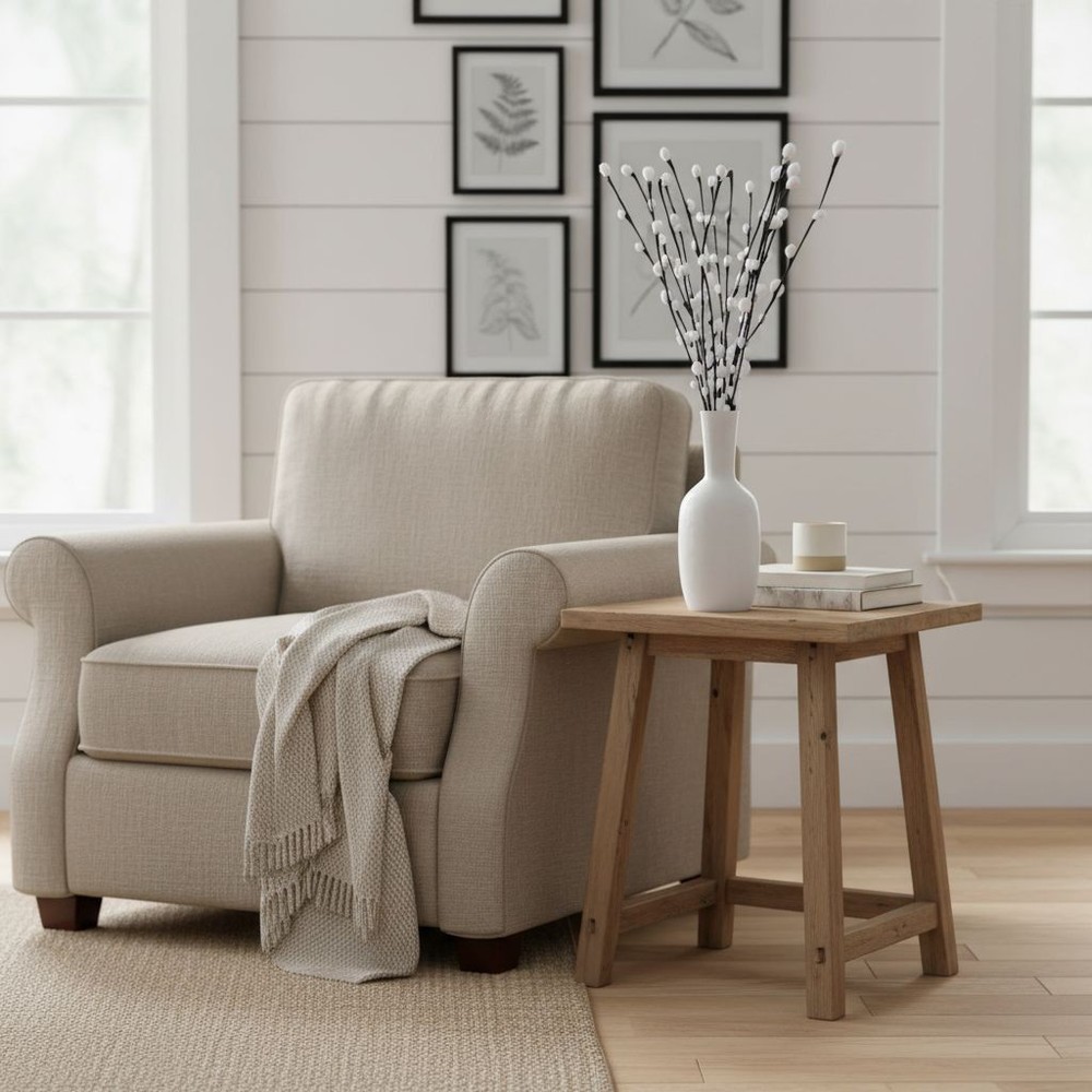Artificial Pussy Willow Stems Black White Faux Branch Bundle Rustic Decor