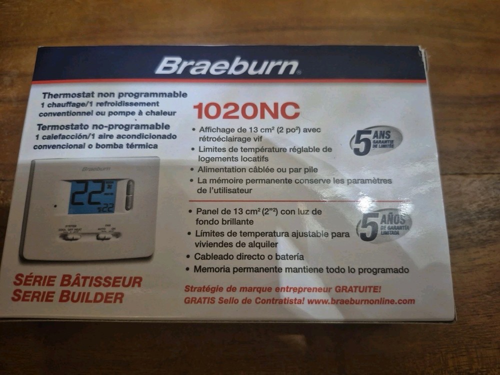 Braeburn 1020NC Non-Programmable Thermostat