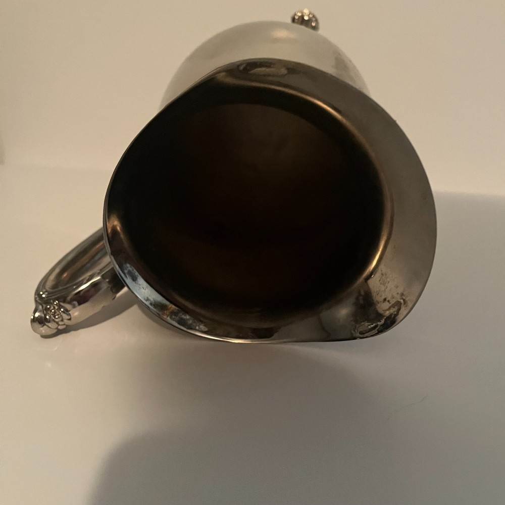Vintage Silver Plated Footed Water Pitcher with Ornate Handle