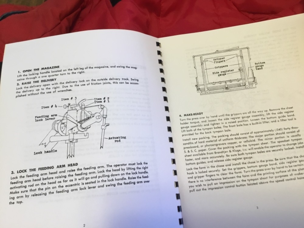 OPERATING MANUAL & INSTRUCTIONS FOR KLUGE MODEL D SERIES LETTEPRESS