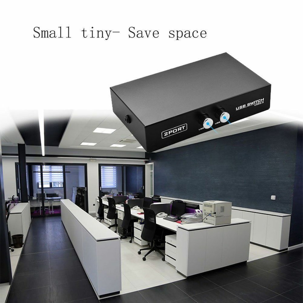 2 Port USB 2.0 Manual Sharing Switch Box Share Hub Selector for PC Printer Keybo