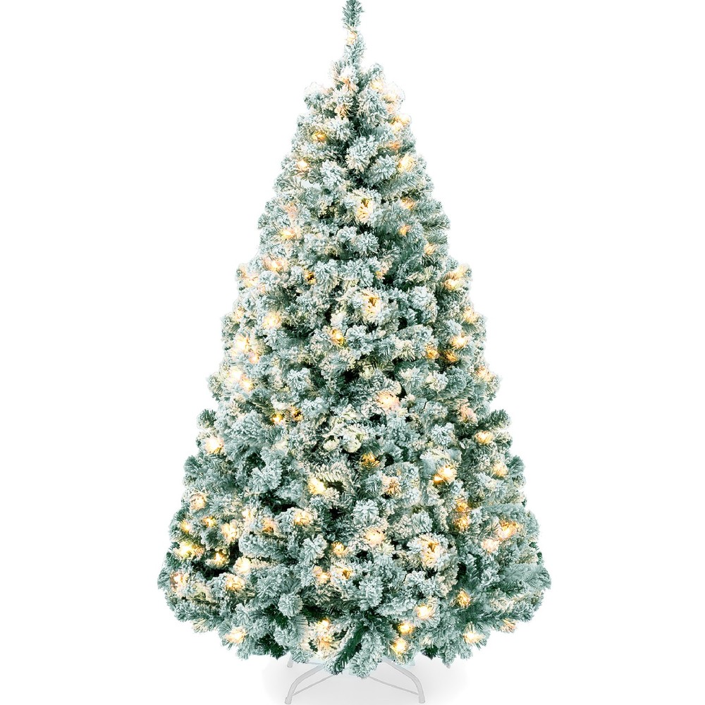 Best Choice Products Pre-Lit Flocked Artificial Pine Tree Lights