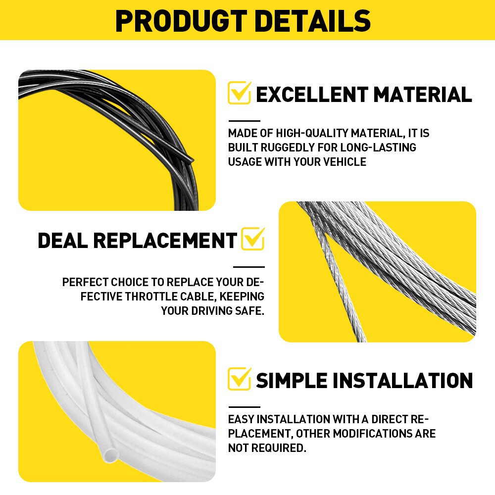 5 Metres Motorcycle DIY Throttle Cable Replace Kit Nipples Ferrules Universal