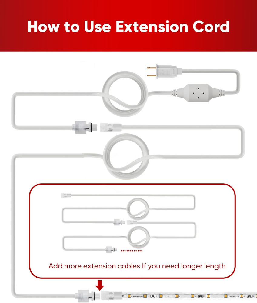 Extended Cable & ECO Neon Rope Lights Bundle for Vibrant Lighting Solutions