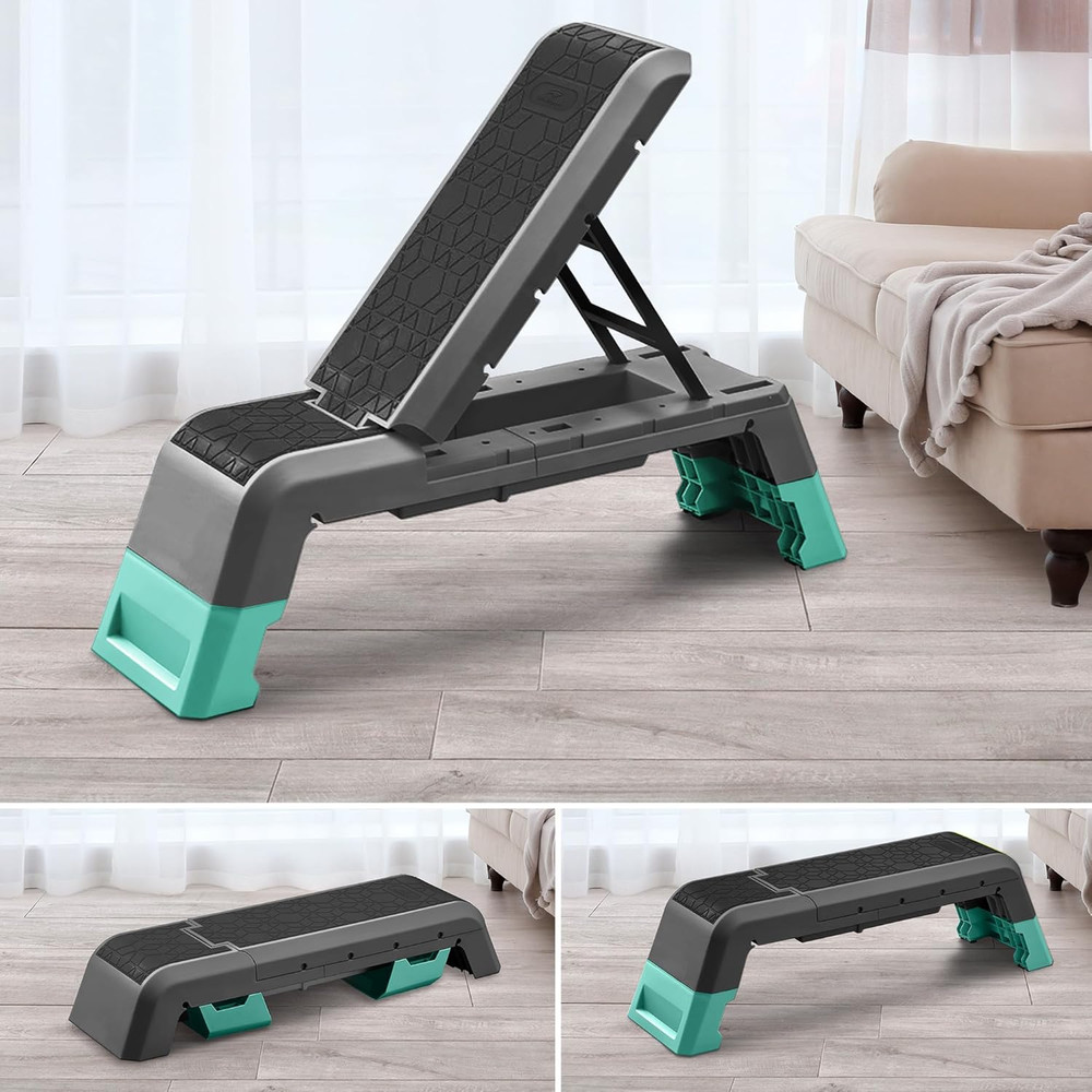 Exercise Step Platform, Multifunctional Aerobic Deck with Cord and Adjustable Du