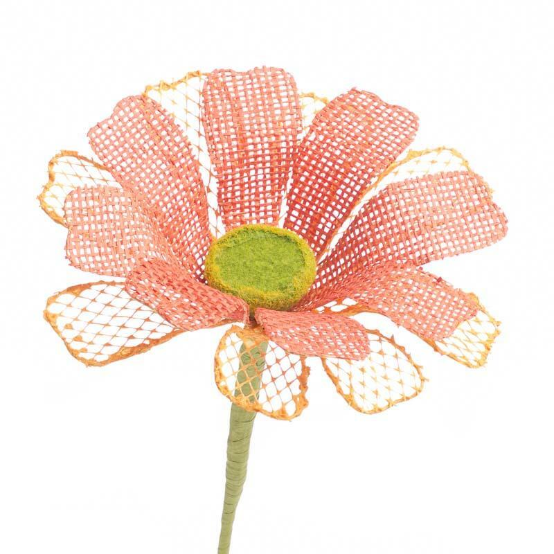 Large and Vivid Orange Natural Burlap Daisy