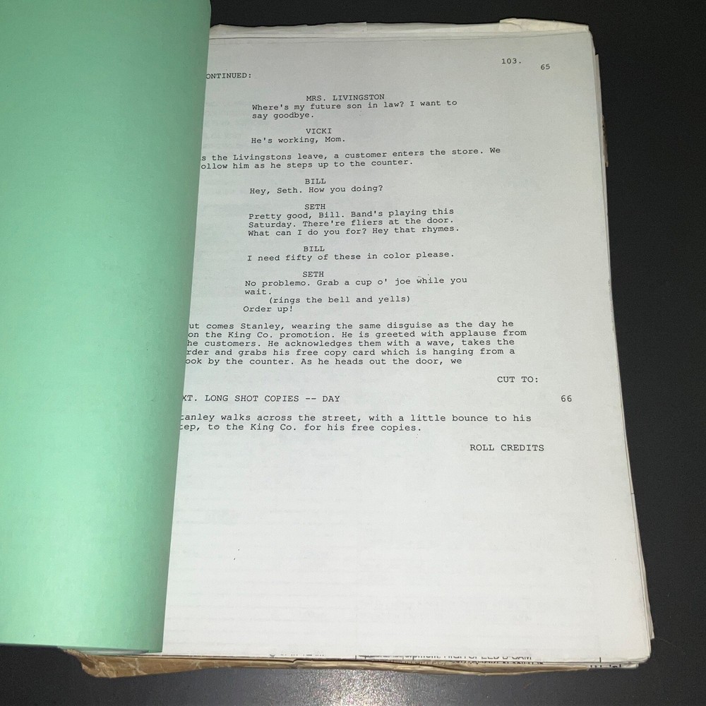 KILL THE MAN (7/10/98) Sound Mixer Prod. Final Draft w/Notes + COA!