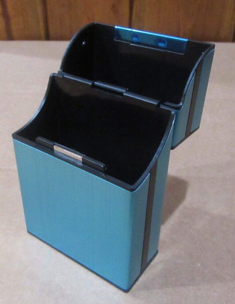 Cigarette Box, Blue Aluminum Plastic Acrylic , 20 Cigarette Size Case