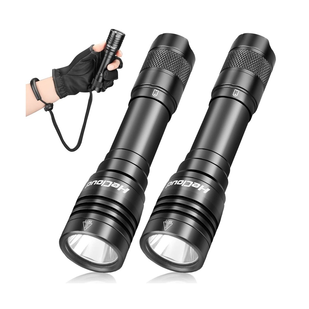 2 Pack Scuba Diving Flashlight with Rechargeable Power Dive Light Torch 5500 ...