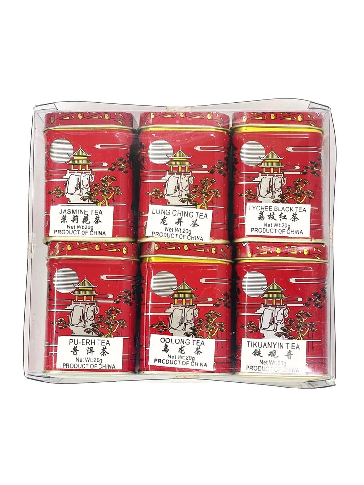 China Tea Loose Leaf Sampler Gift Pack - 6 Tins (Red Package)