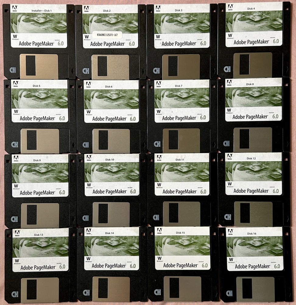 1995 Adobe PageMaker 6.0 w/ 16 Discs & Guidebooks Windows Complete PC