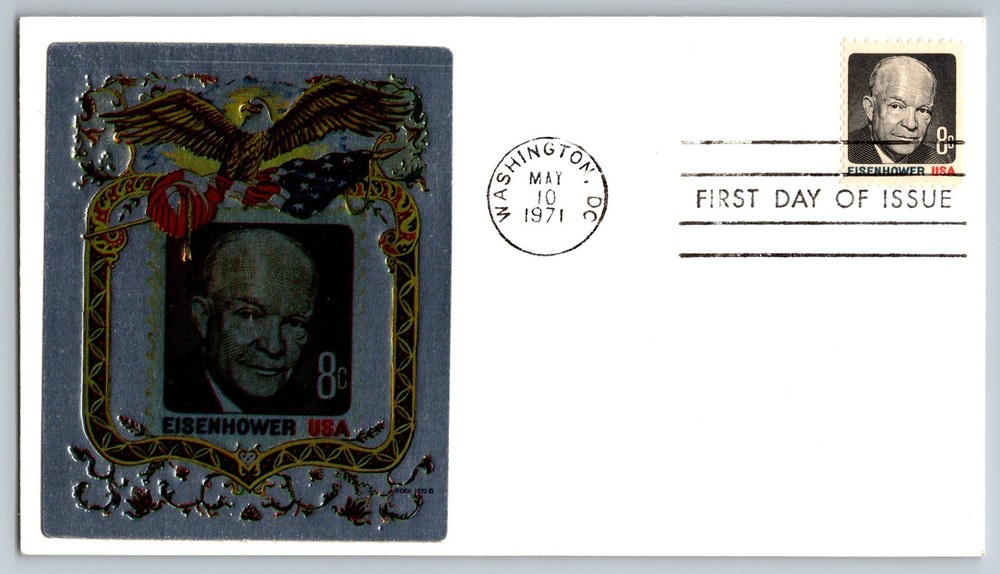 #1394 Dwight Eisenhower FDC Ross Foil Cachet