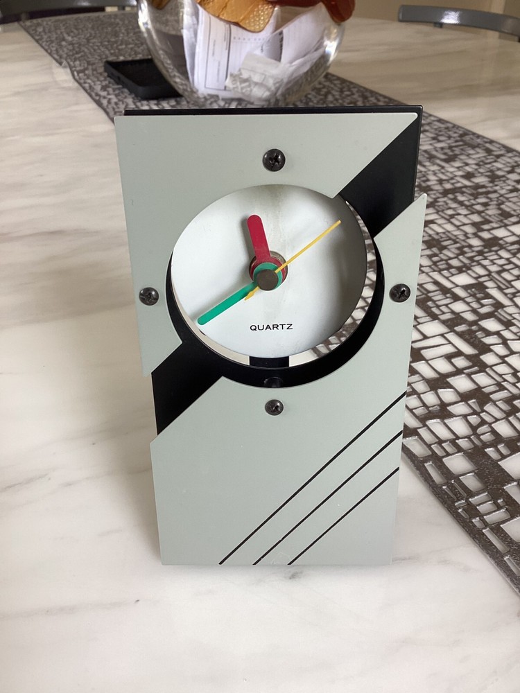 Vintage Abstract Postmodern Memphis Style 3 D Desk Clock