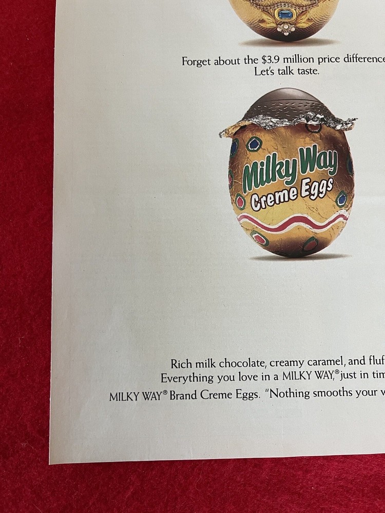Vintage 1995 Milky Way Creme Eggs Candy Print Ad Easter