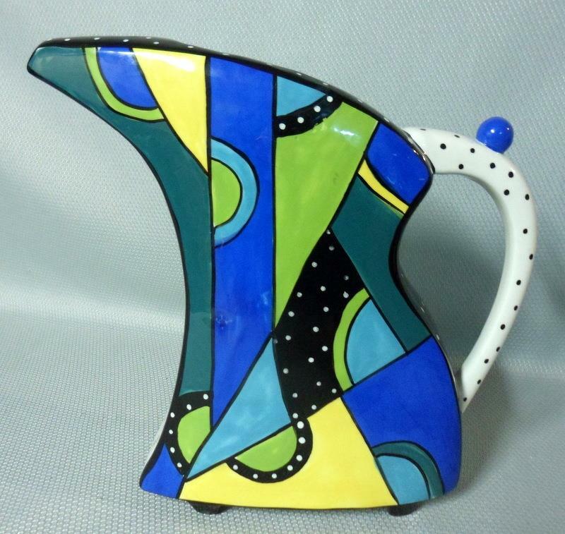 Circular Motion Britto Romero ? Style Art Pottery Pitcher