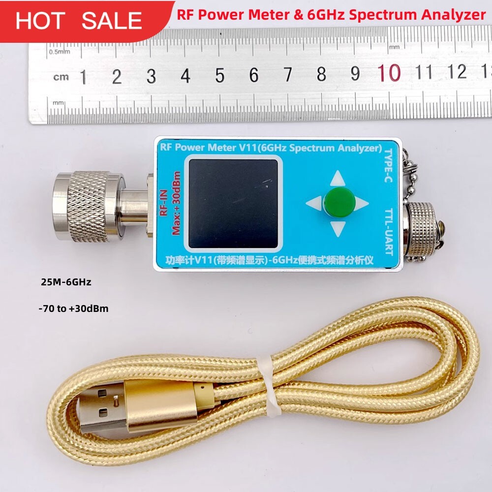 RF Power Meter V11 & 6GHz Spectrum Analyzer + Type-C Cable + SMA Adapter