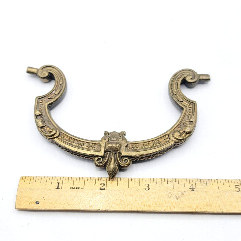 Vintage Single Brass Ornate Bail Pull for 4.25" Pull Handle Replacement 0082