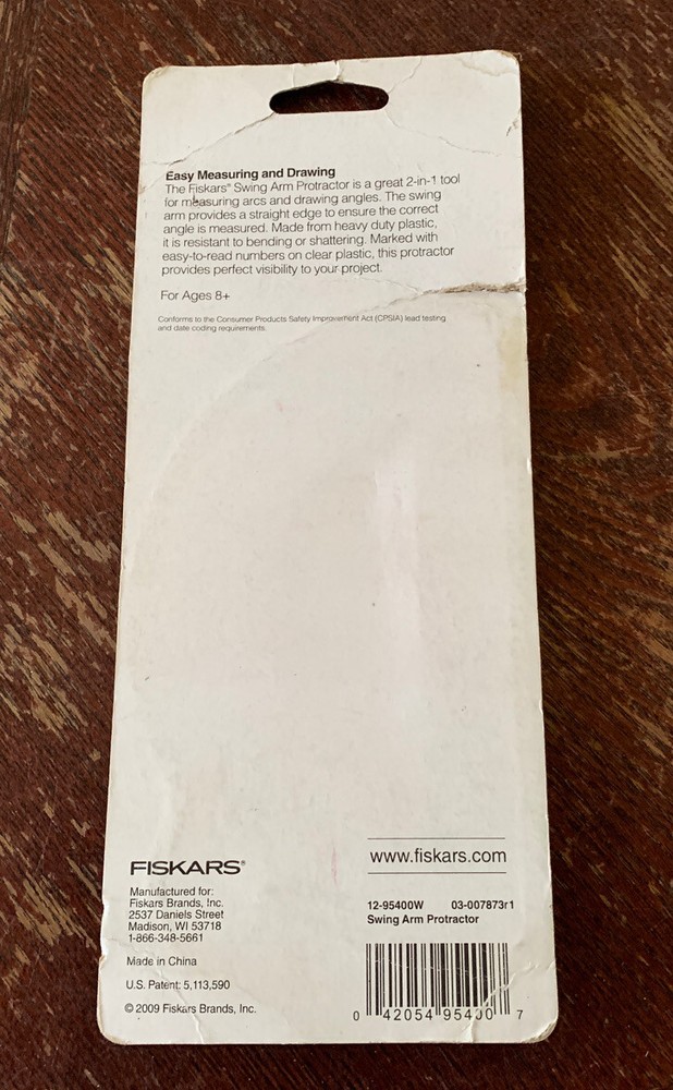 Fiskars 12-95400W Swing Arm Protractor Plastic Clear 6"