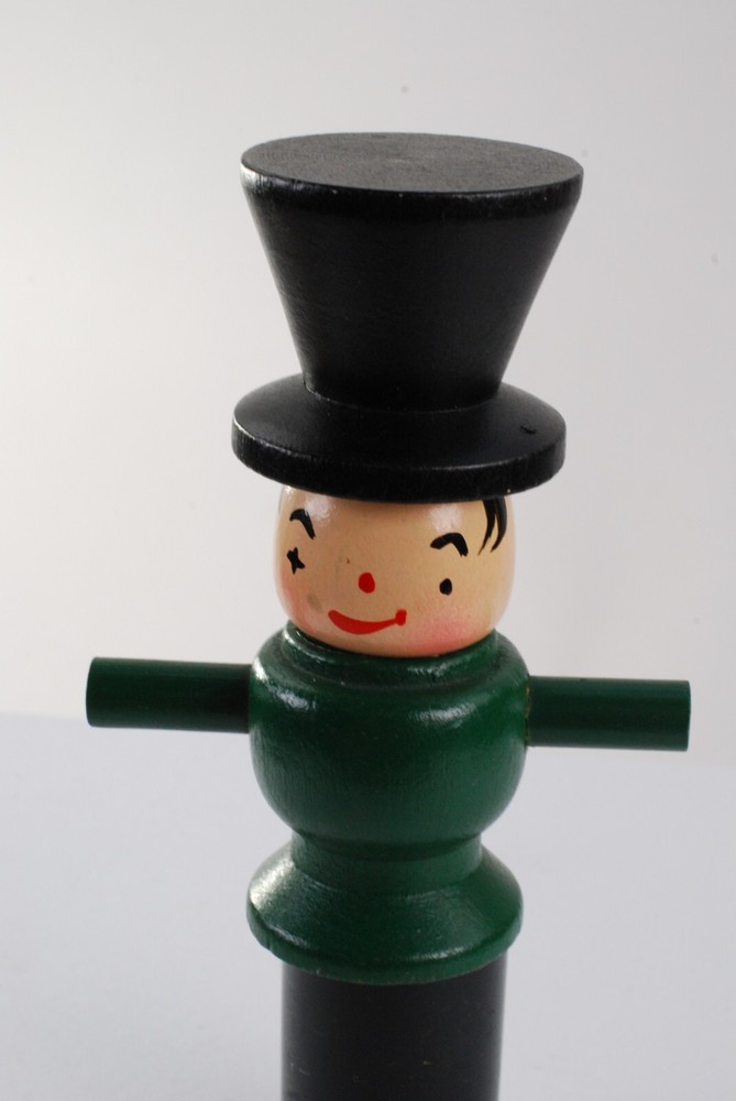 Top Hat Corkscrew Figural Man Barware Wooden Bare tool MCM