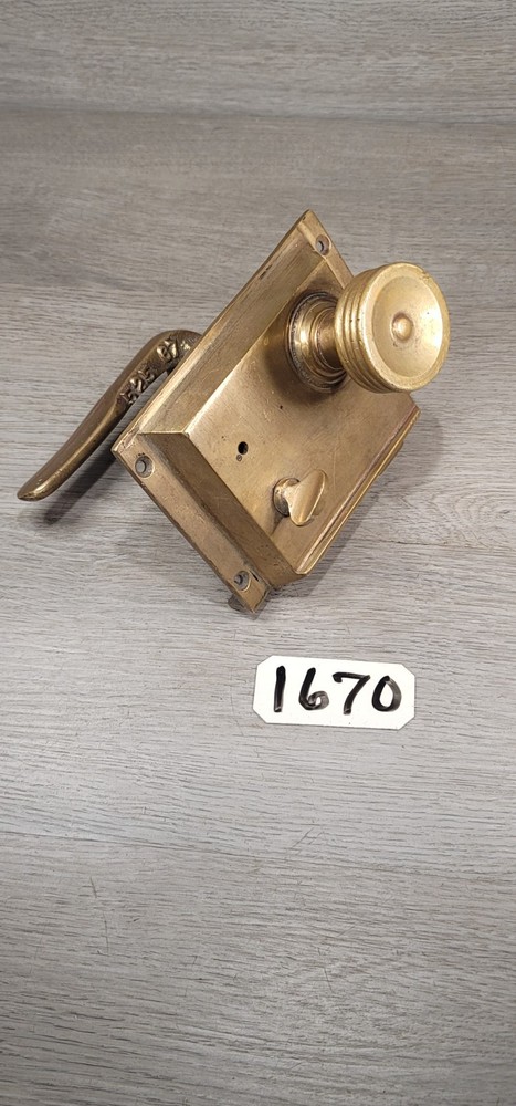Antique Rim Lock Set Solid Brass Privacy Slide Bolt
