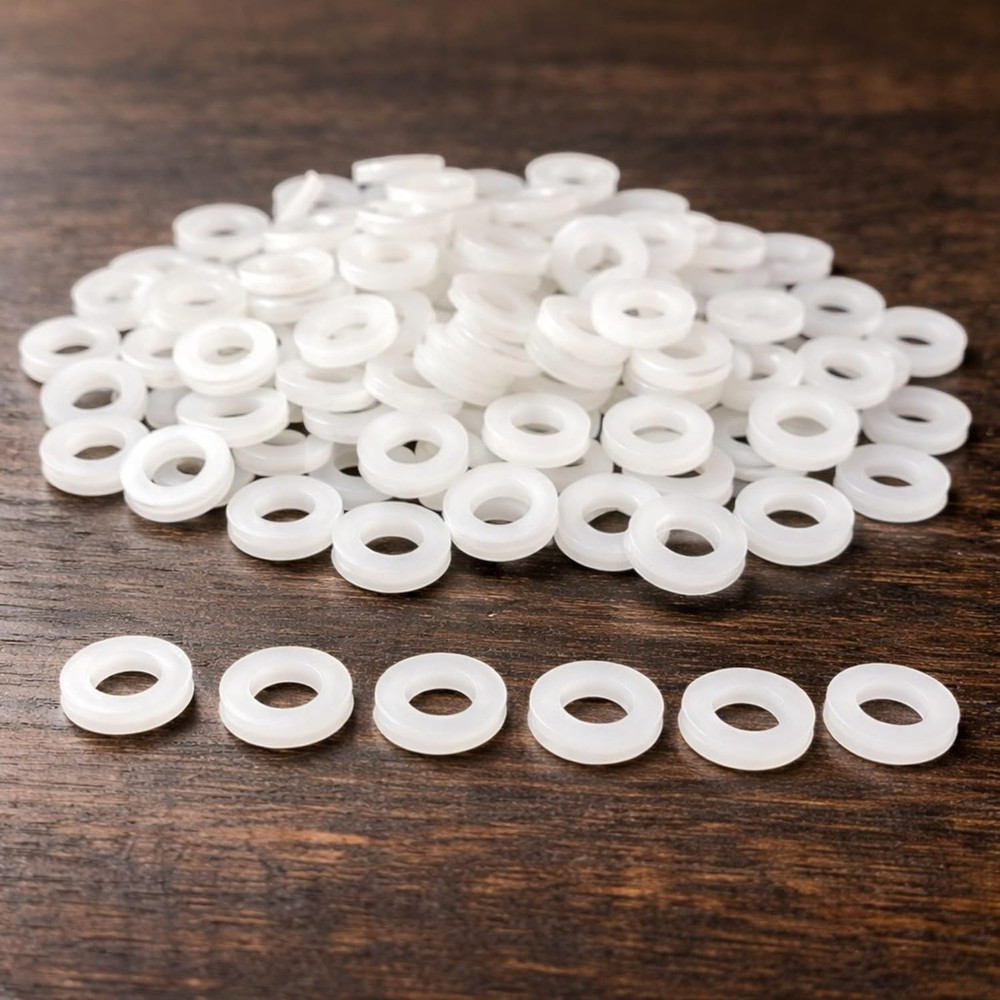 AIAS White Nylon Tension Rod Washers – 100 Pack Drum Hardware Replacement for Sn