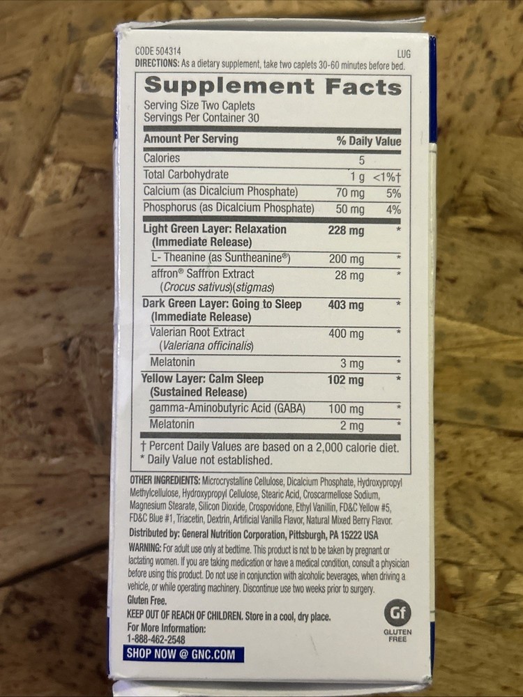 GNC Tri-Sleep, Triple-Layer Sleep Technology, 60 Caplets, Exp 05/2026