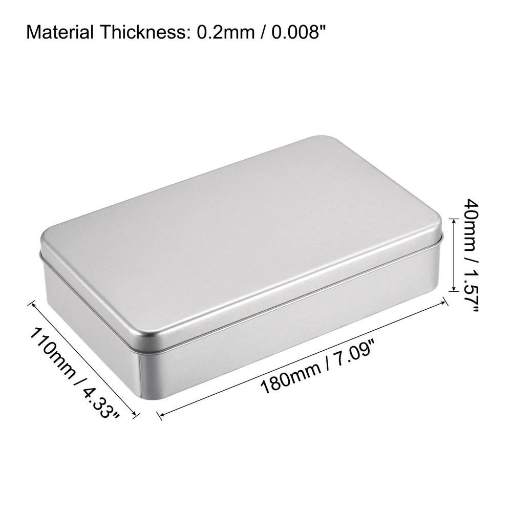 Metal Tin Box 7.09"x4.33"x1.57" Rectangular Empty Tinplate Storage Container