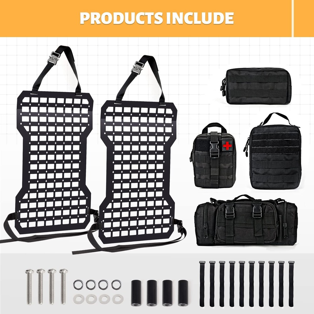 MAIKER 2pcs Tactical Rigid Molle Aluminum Insert Panel Seat Back Organizer Mo...