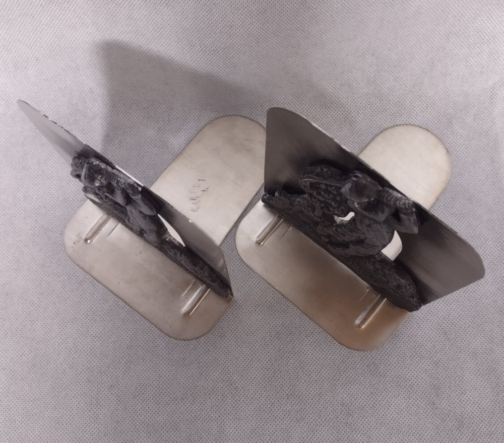 Golf Bookends Silver Pewter Tone Metal