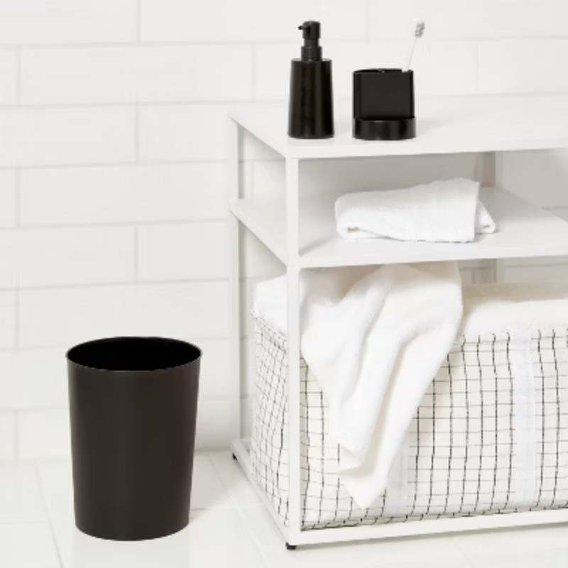 Bath Coordinates Bundle Black: Wastebasket & Soap Dispenser