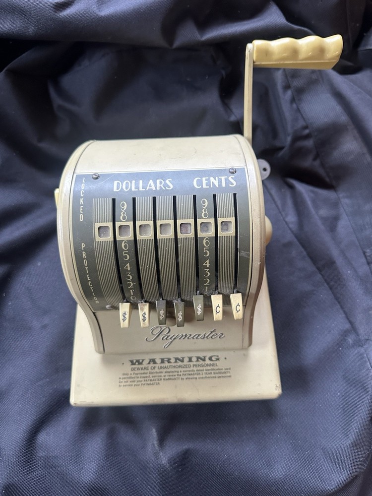 Paymaster Series S-1000 Check Writer with Key- Untested