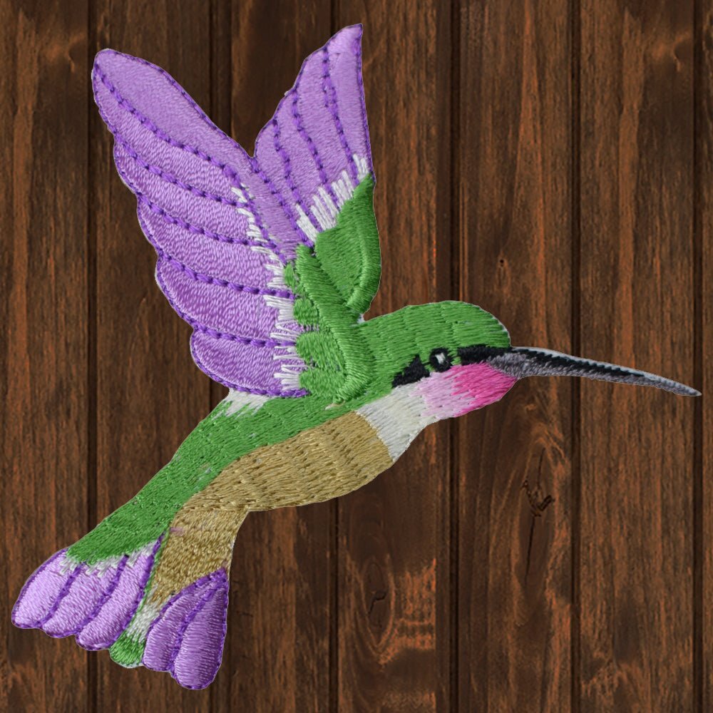 Large Hummingbird Embroidered Patch — Iron On