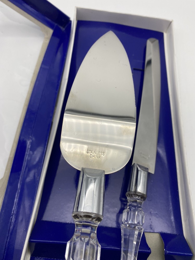 CAKE SERVER & KNIFE Nice Cake Server & Knife Set with Acrylic Handles w/box