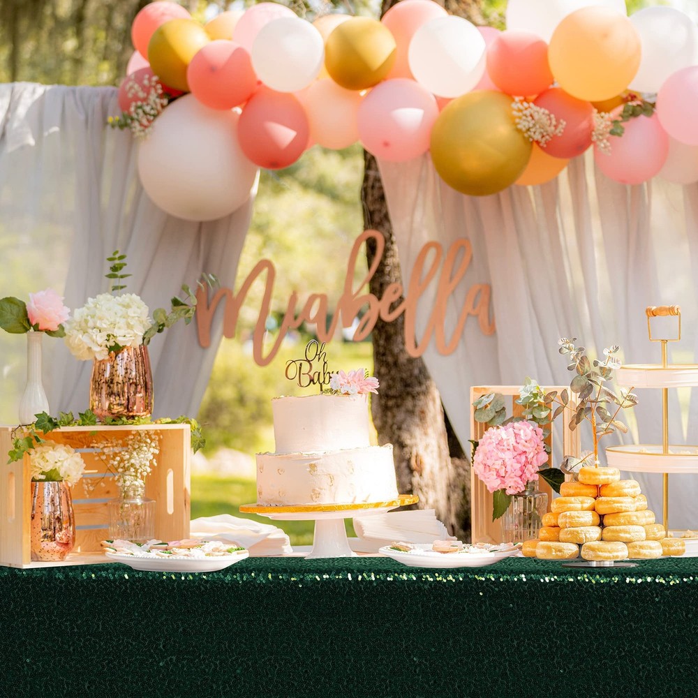 Sequin Tablecloth - Dark Green Table Cloths for Parties Rectangular Table Cov...