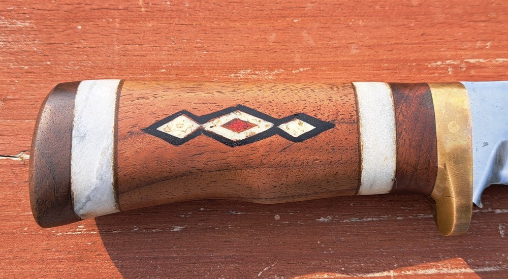 Vintage 1994 DAN payne Custom Knife Fixed Blade Inlay