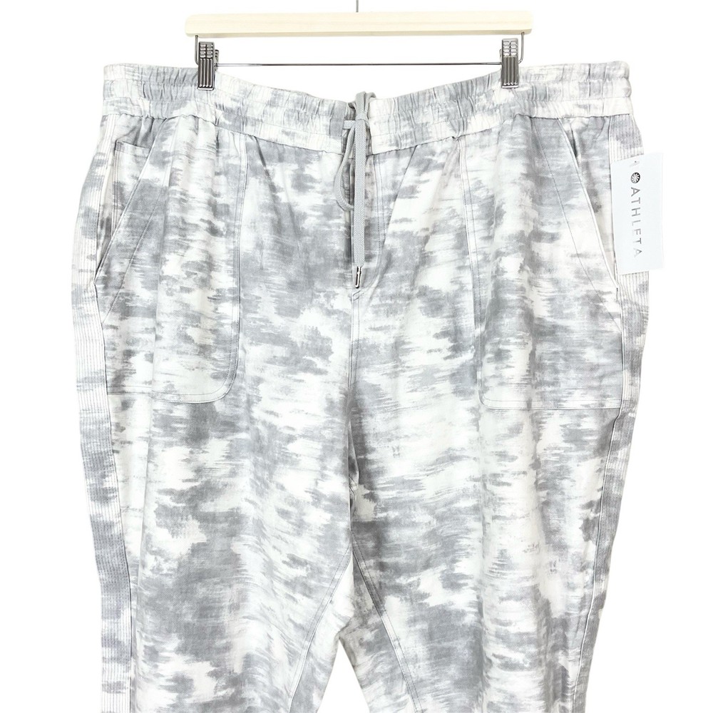 Athleta Farallon Printed Jogger Cotton Pull On Size 26 White Gray