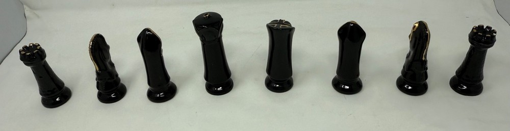 Ceramic Duncan Mold White Black Chess Pieces Set Glazed
