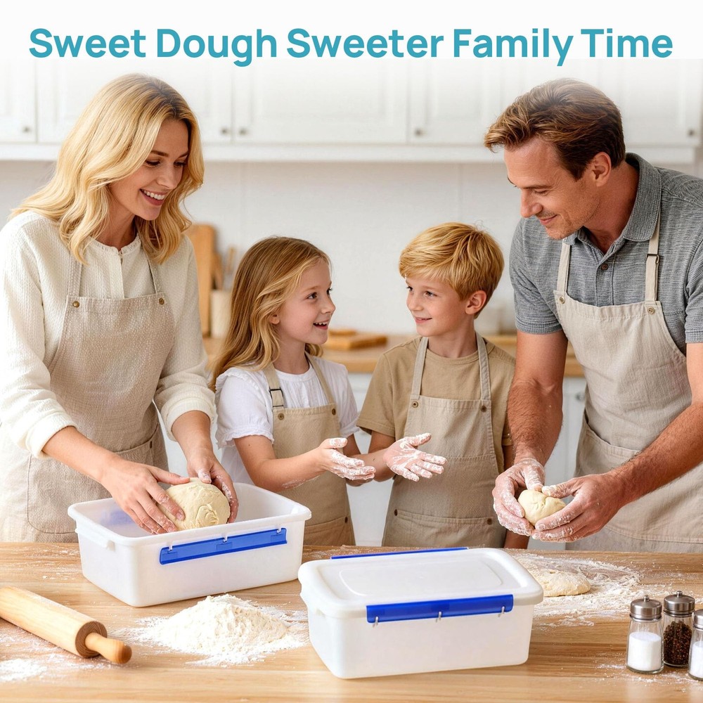 Vtopmart 2 Pack Pizza Dough Proofing Box, Pizza Dough Container with Snap-on ...