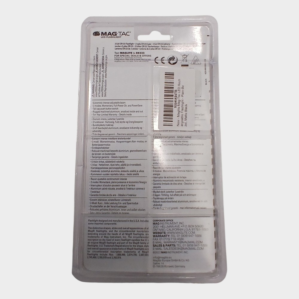 Maglite Mag-Tac LED Rechargeable Plain Bezel Flashlight (Untested)