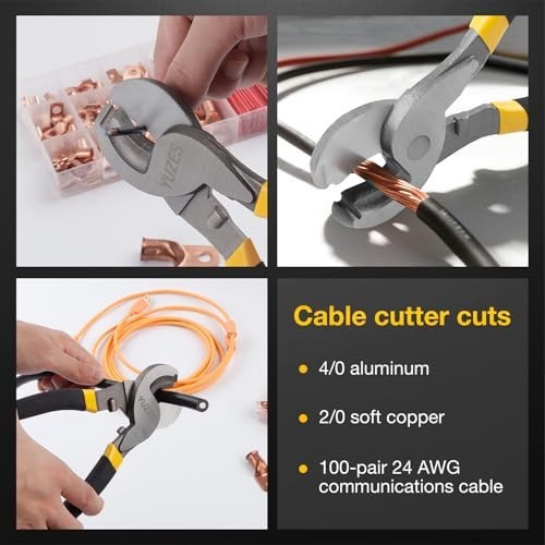 9.5" Heavy Duty Cable Cutter High Leverage Wire Tool for Aluminum Copper