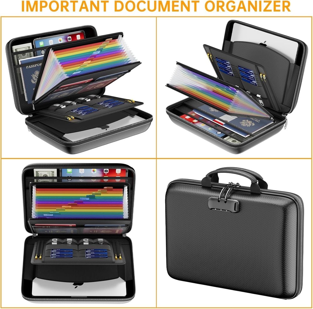 DocSafe Fireproof File Organizer with Lock, Hard-Shell Case Fireproof Document