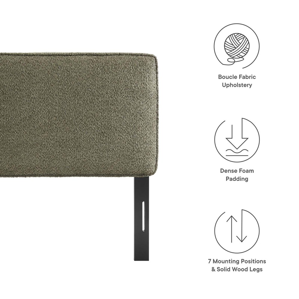 Modway Lindee Boucle Fabric Full Headboard in Sage