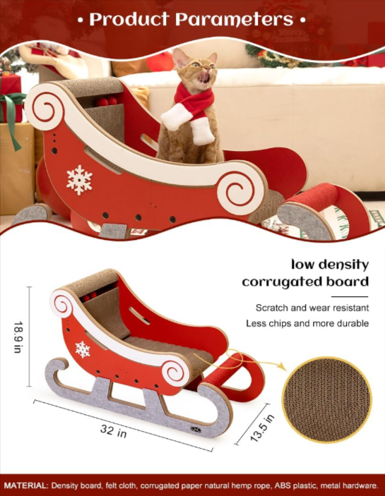 Cat Christmas Tree Scratching Post - Christmas Sleigh