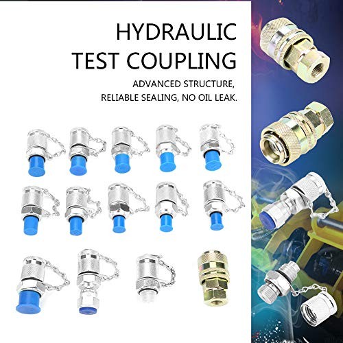 Hydraulic Pressure Test Coupling Kit, 14pcs Testing Coupling Adapter Set for