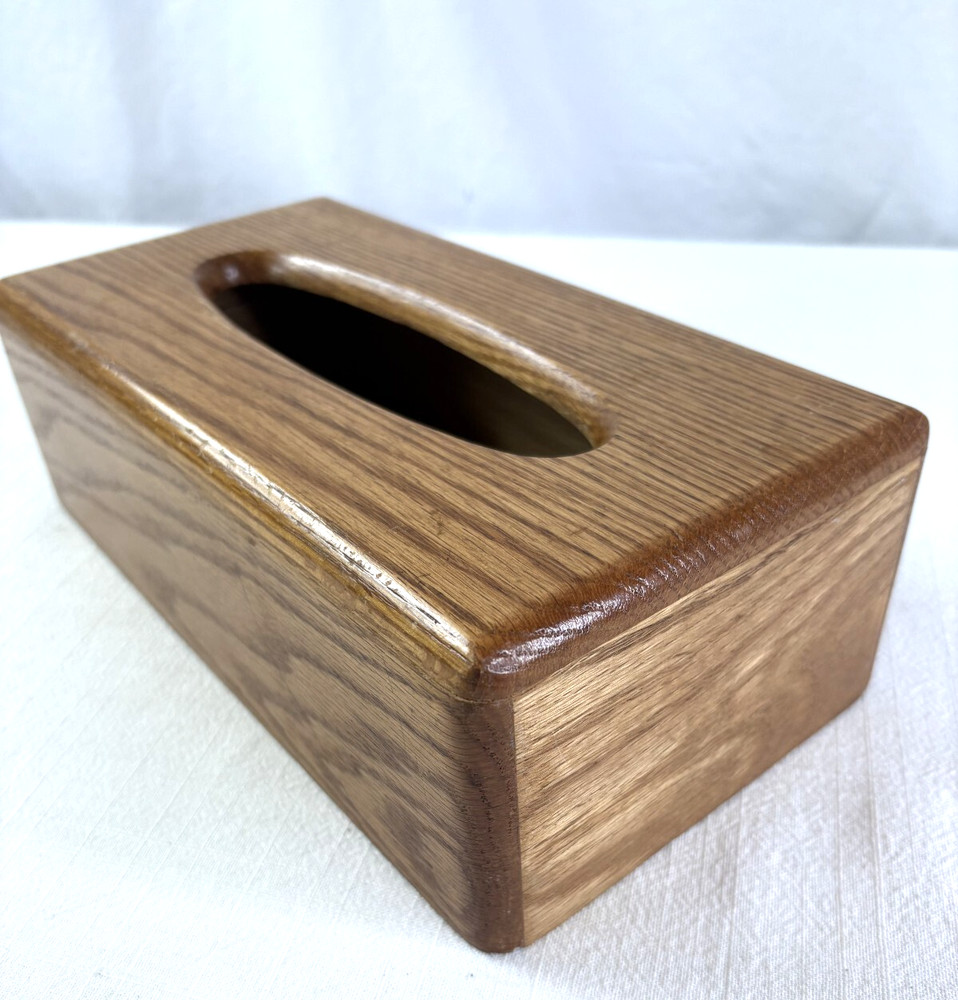 Vintage Solid Oak Wooden Tissue Holder Cover Rectangle